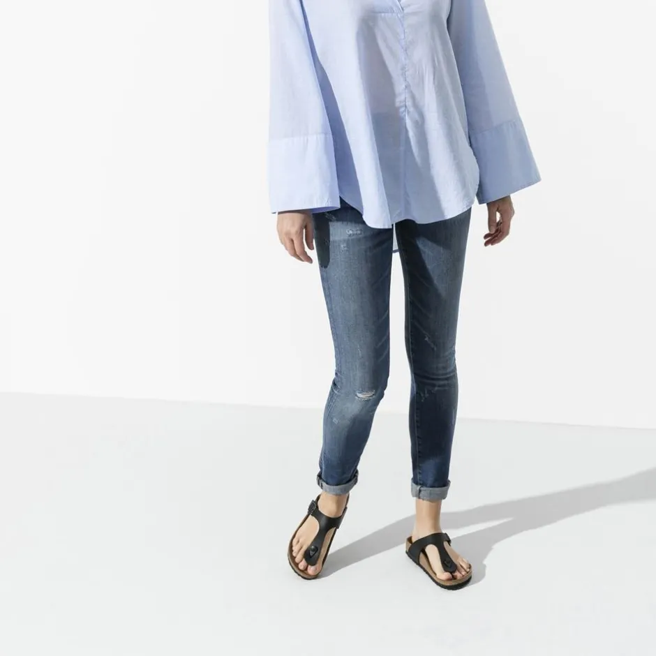 Women Birkenstock Gizeh Birko-Flor - Black
