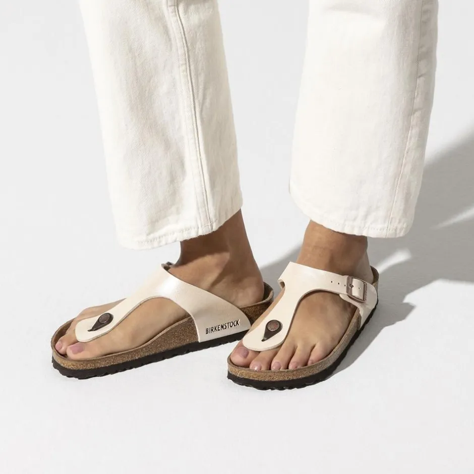 Women Birkenstock Gizeh Birko-Flor - Graceful Pearl White