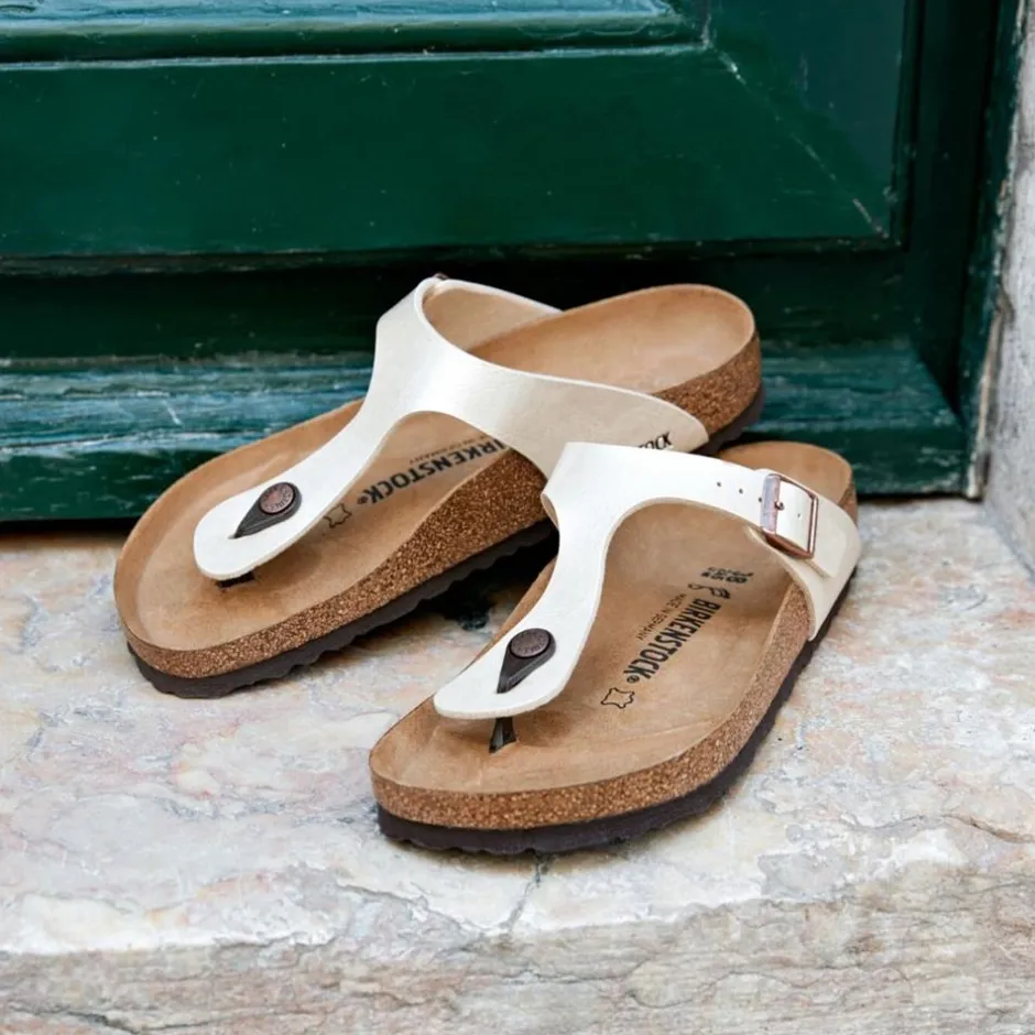 Women Birkenstock Gizeh Birko-Flor - Graceful Pearl White