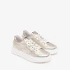 Women NeroGiardini Glitter Heel Laced Trainer - Light Gold Leather