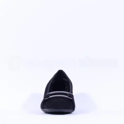 Women Ara Graz Low Heel Buckle Court Shoe - Black Suede