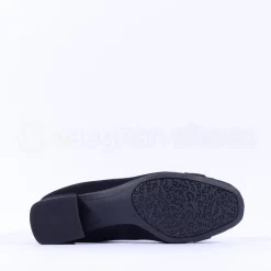 Women Ara Graz Low Heel Buckle Court Shoe - Black Suede