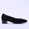 Women Ara Graz Low Heel Link Buckle Court Shoe - Black Suede