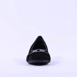 Women Ara Graz Low Heel Link Buckle Court Shoe - Black Suede