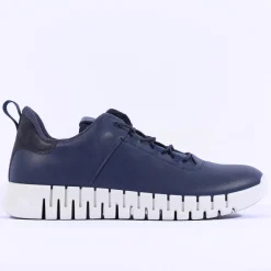 Ecco Men Gruuv Flex Sole Laced Trainer - Navy Leather