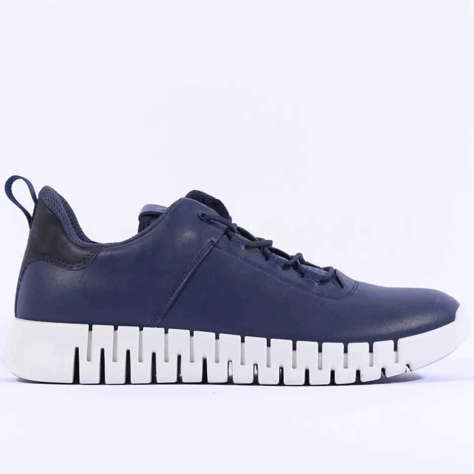 Ecco Men Gruuv Flex Sole Laced Trainer - Navy Leather