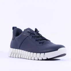 Ecco Men Gruuv Flex Sole Laced Trainer - Navy Leather