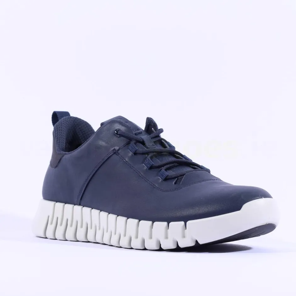 Ecco Men Gruuv Flex Sole Laced Trainer - Navy Leather