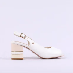 Women Una Healy Guitar Man Peeptoe Slingback - Off White