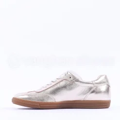 Women Paul Green Gum Sole Laced Trainer - Gold Metallic