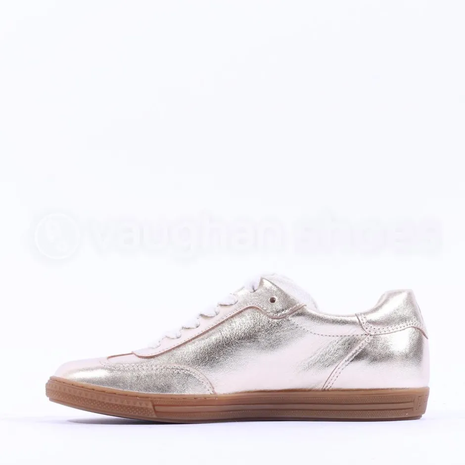 Women Paul Green Gum Sole Laced Trainer - Gold Metallic