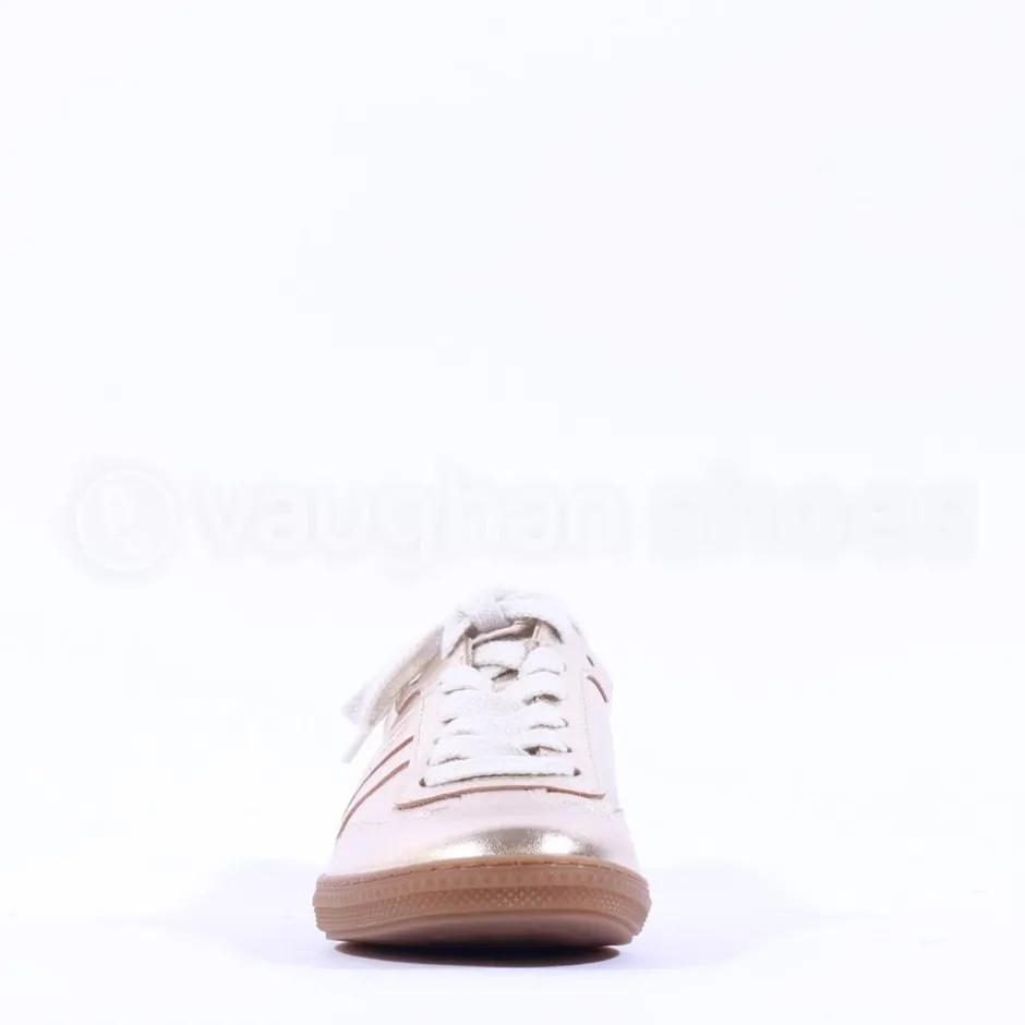 Women Paul Green Gum Sole Laced Trainer - Gold Metallic