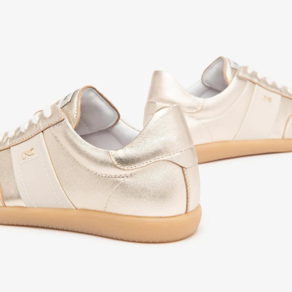Women NeroGiardini Gum Sole Laced Trainer - Gold Leather