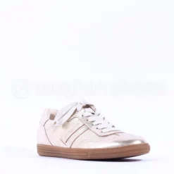 Women Paul Green Gum Sole Laced Trainer - Gold Metallic