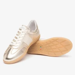 Women NeroGiardini Gum Sole Laced Trainer - Gold Leather