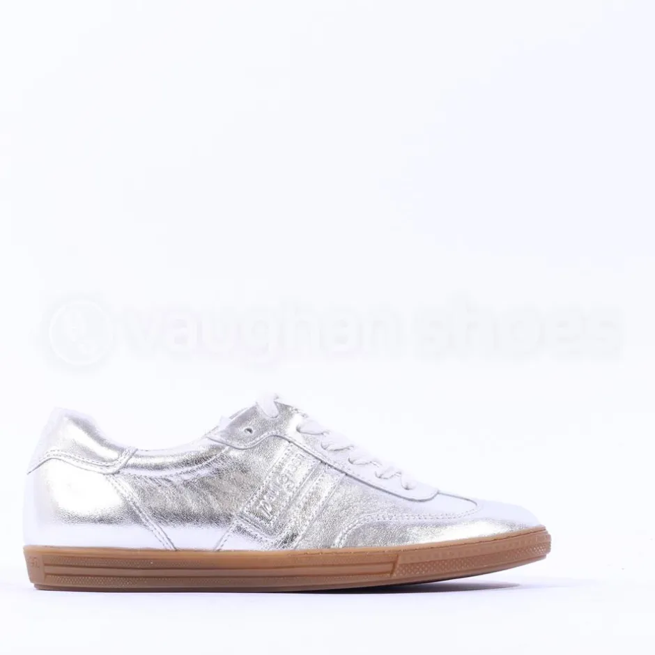 Women Paul Green Gum Sole Laced Trainer - Silver Metallic