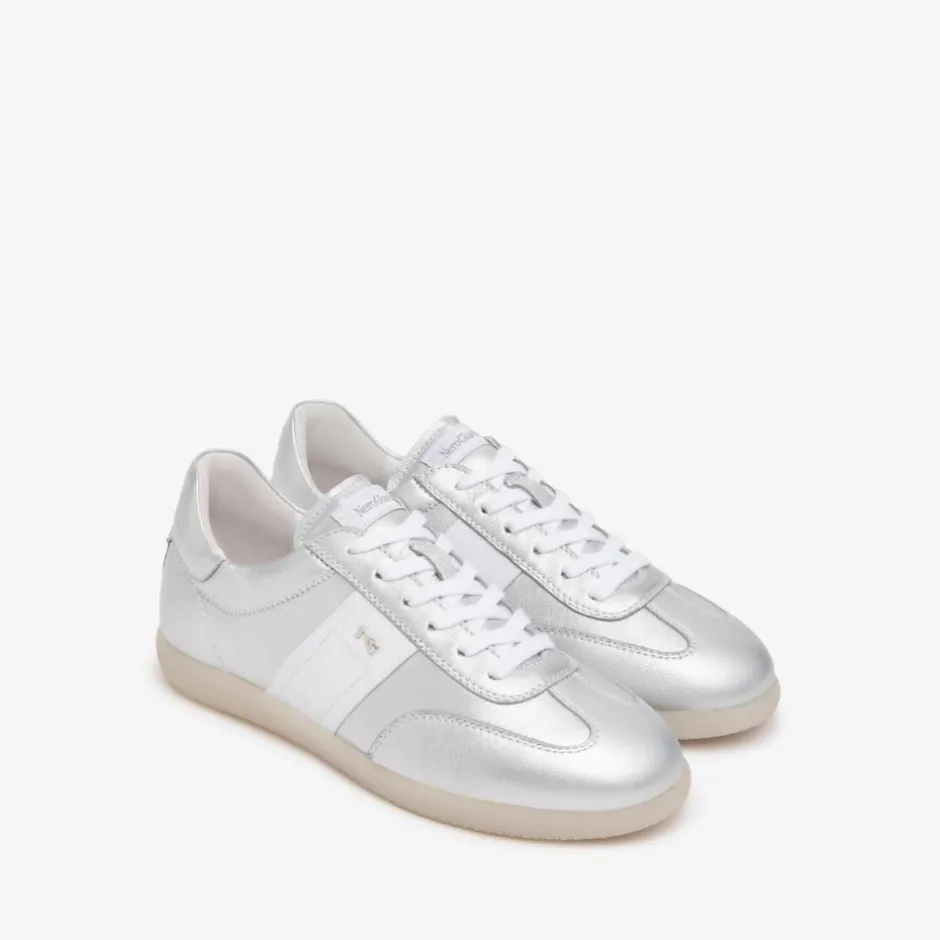 Women NeroGiardini Gum Sole Laced Trainer - Silver Leather