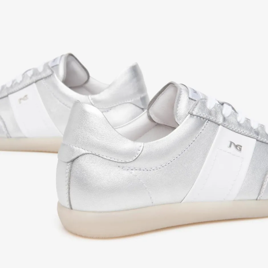 Women NeroGiardini Gum Sole Laced Trainer - Silver Leather