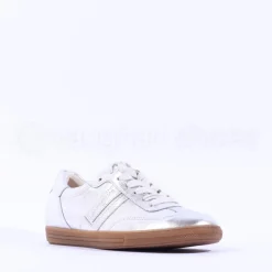 Women Paul Green Gum Sole Laced Trainer - Silver Metallic