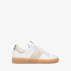 Women NeroGiardini Gum Sole Laced Trainer - White Gold Leather
