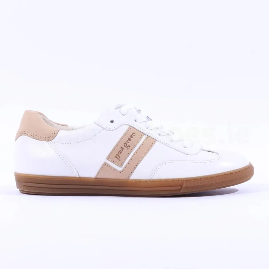 Women Paul Green Gum Sole Laced Trainer - White Beige