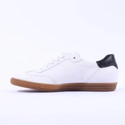Women Paul Green Gum Sole Laced Trainer - White Black