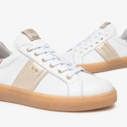 Women NeroGiardini Gum Sole Laced Trainer - White Gold Leather
