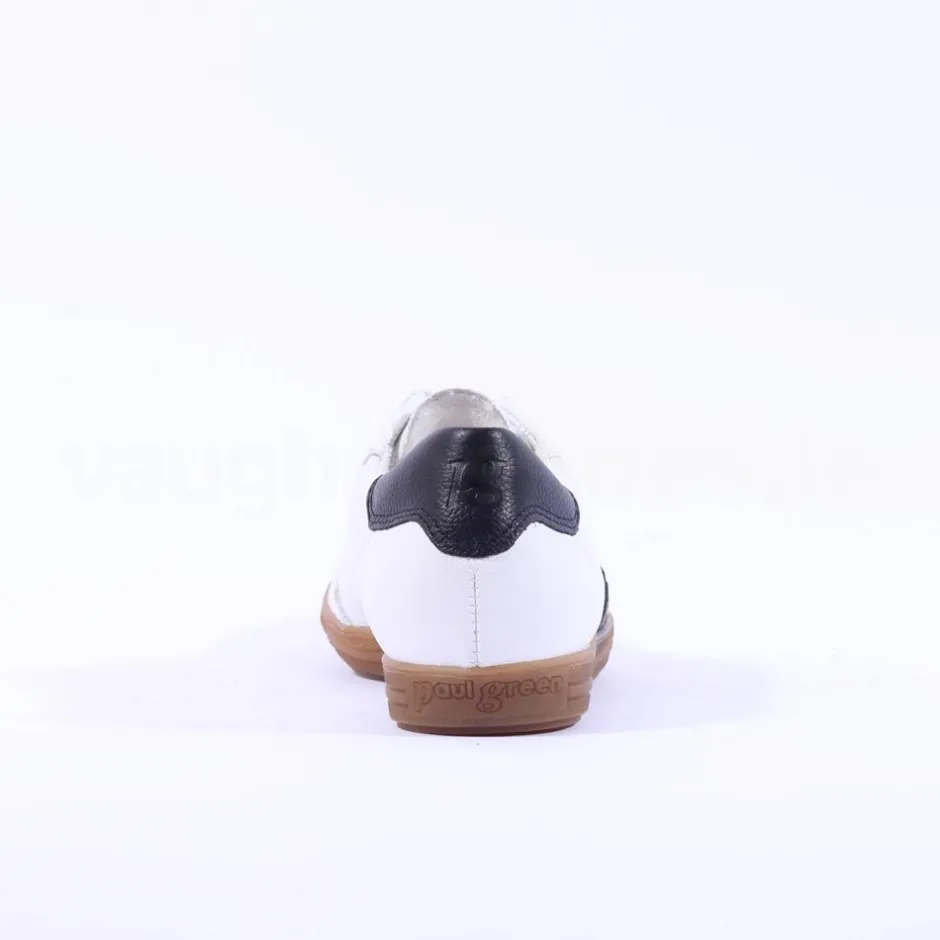 Women Paul Green Gum Sole Laced Trainer - White Black