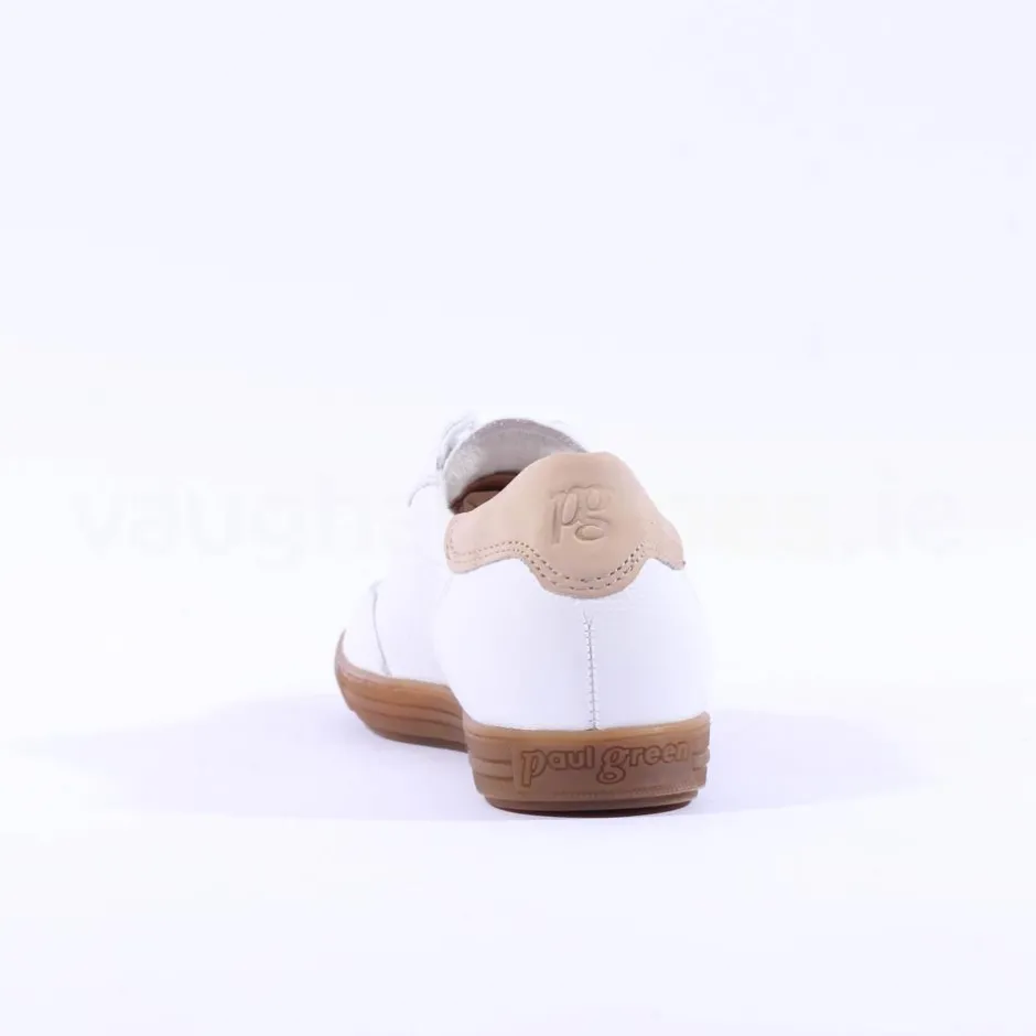 Women Paul Green Gum Sole Laced Trainer - White Beige