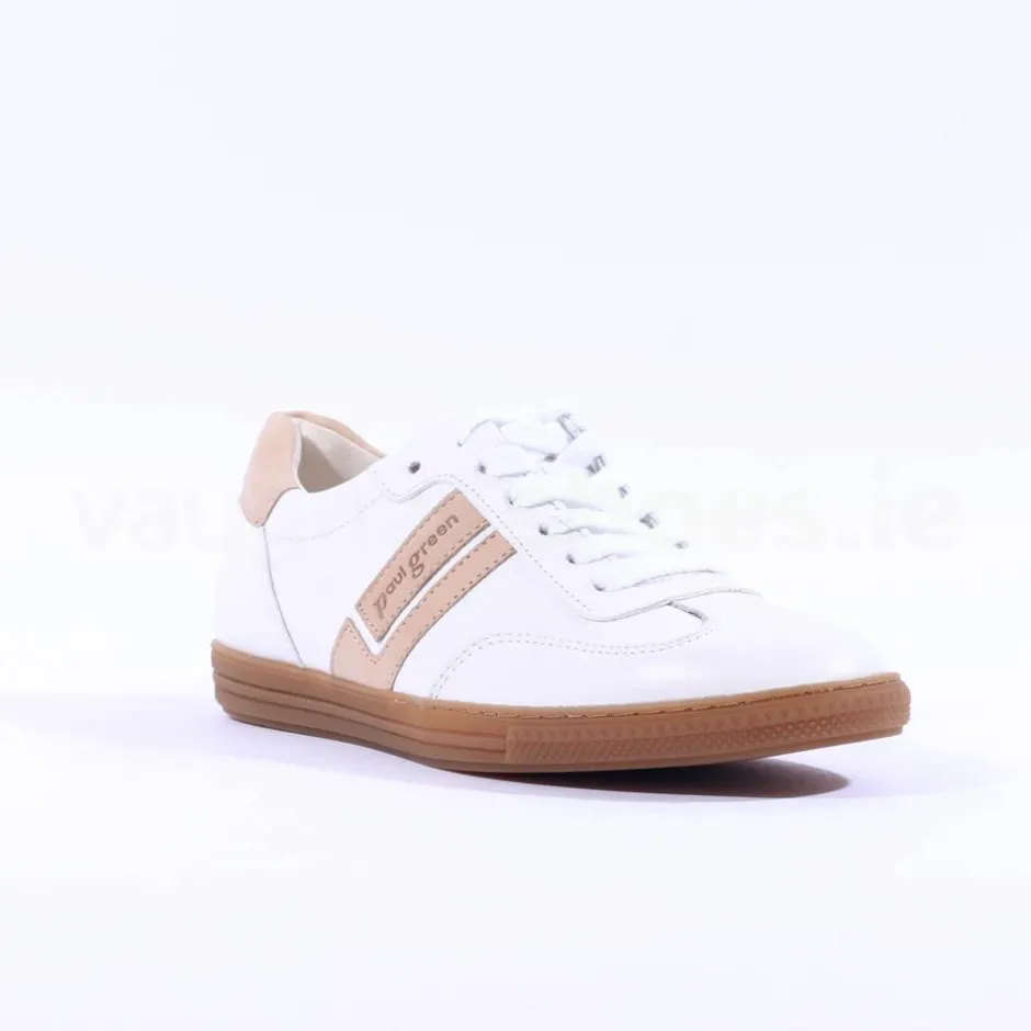 Women Paul Green Gum Sole Laced Trainer - White Beige