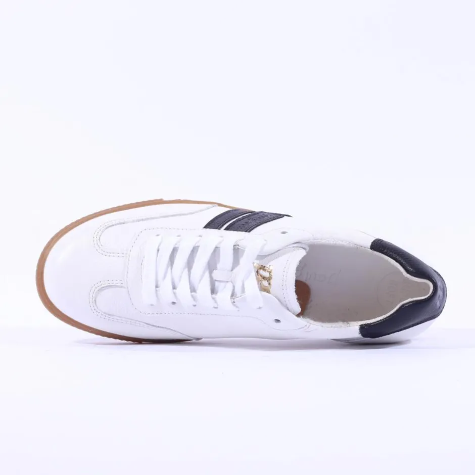 Women Paul Green Gum Sole Laced Trainer - White Black