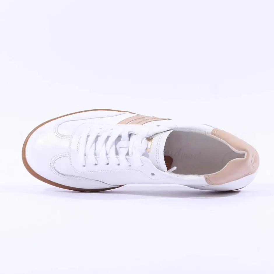 Women Paul Green Gum Sole Laced Trainer - White Beige