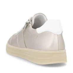 Women Remonte Gum Sole Trainer With Side Zip - Gold Leather