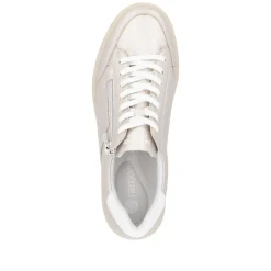 Women Remonte Gum Sole Trainer With Side Zip - Gold Leather