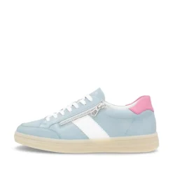 Women Remonte Gum Sole Trainer With Side Zip - Blue Combi Leather