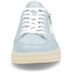 Women Remonte Gum Sole Trainer With Side Zip - Blue Combi Leather