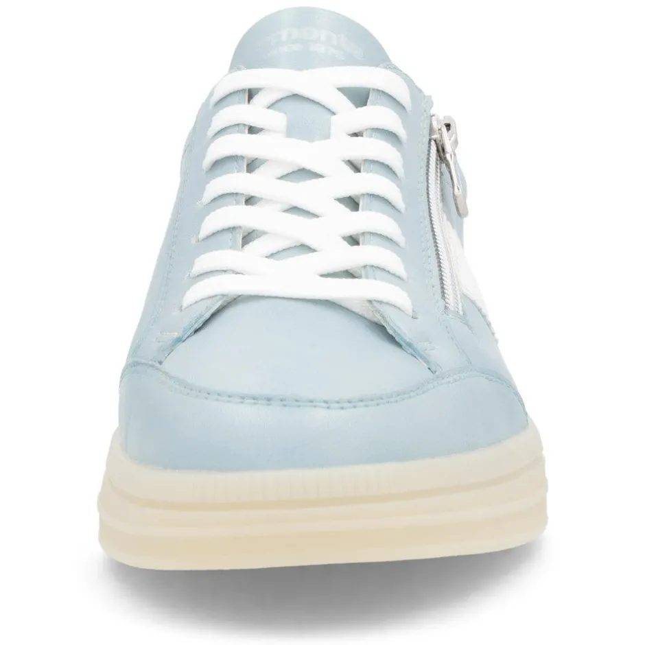 Women Remonte Gum Sole Trainer With Side Zip - Blue Combi Leather