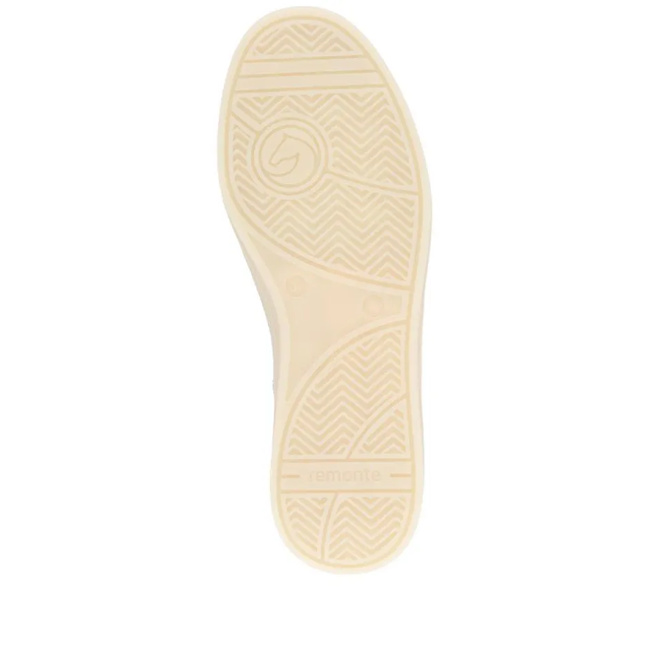 Women Remonte Gum Sole Trainer With Side Zip - Blue Combi Leather