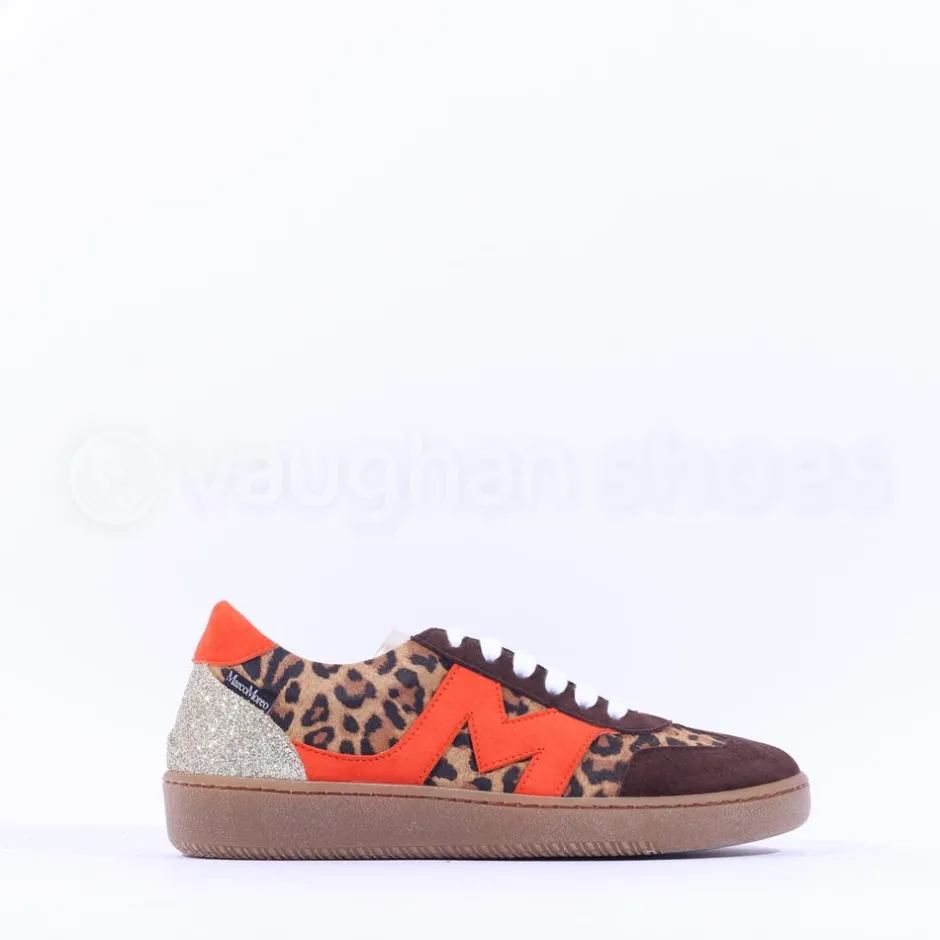 Women Marco Moreo Gumsole T Toe Lace Trainer - Orange Leopard