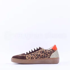 Women Marco Moreo Gumsole T Toe Lace Trainer - Orange Leopard