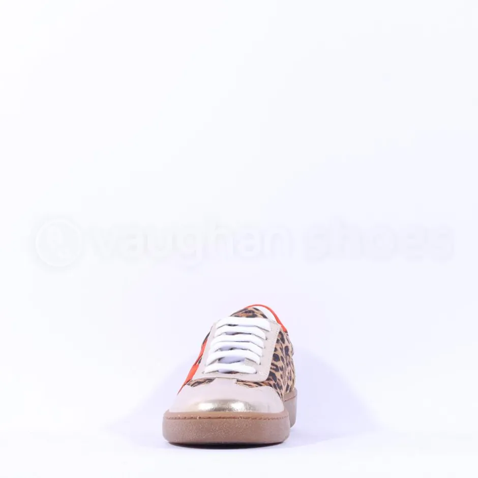 Women Marco Moreo Gumsole T Toe Lace Trainer - Orange Gold Leopard