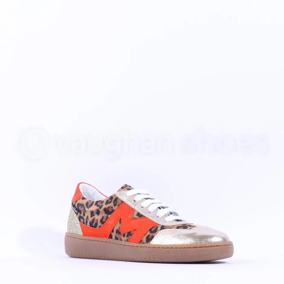 Women Marco Moreo Gumsole T Toe Lace Trainer - Orange Gold Leopard