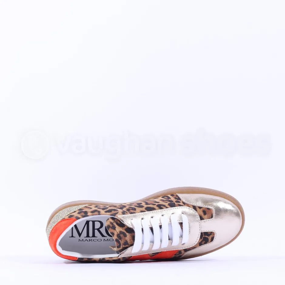 Women Marco Moreo Gumsole T Toe Lace Trainer - Orange Gold Leopard