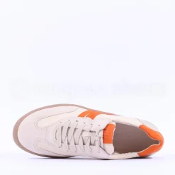 Women Paul Green Gumsole T Toe Trainer - Cream Orange