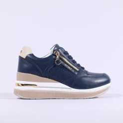 Women Tommy Bowe Ladies Gunter Wedge Trainer - Navy Gold