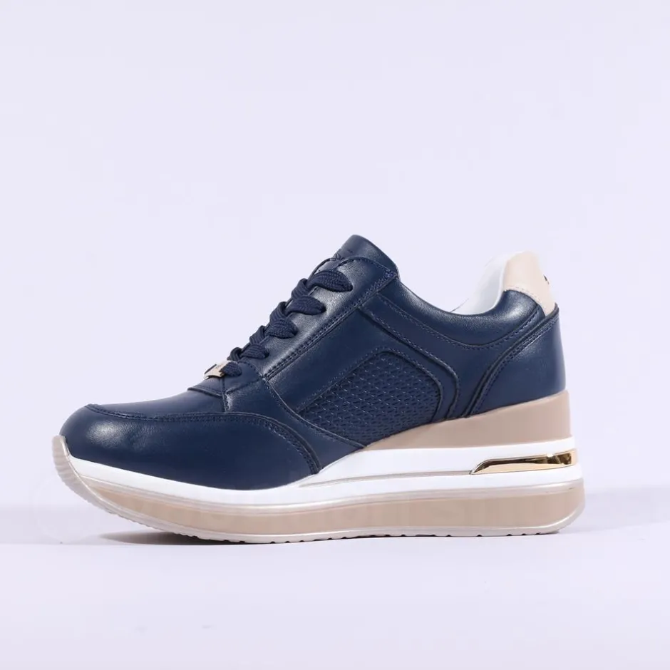 Women Tommy Bowe Ladies Gunter Wedge Trainer - Navy Gold