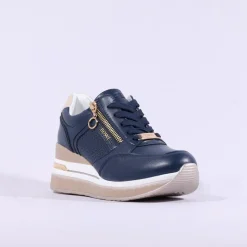 Women Tommy Bowe Ladies Gunter Wedge Trainer - Navy Gold