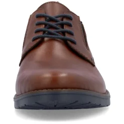 Rieker Men Gusset Laced Plain Toe Shoe - Brown Leather