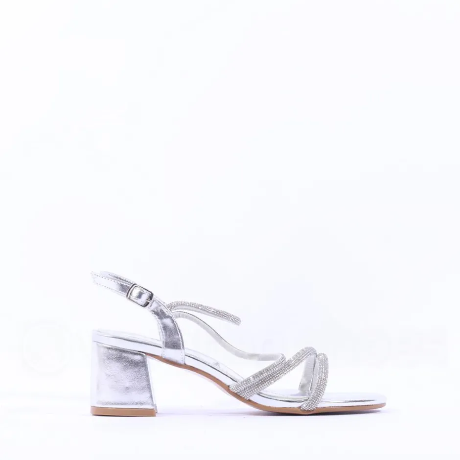 Women Sorento Gweedore Strappy Block Sandal - Silver