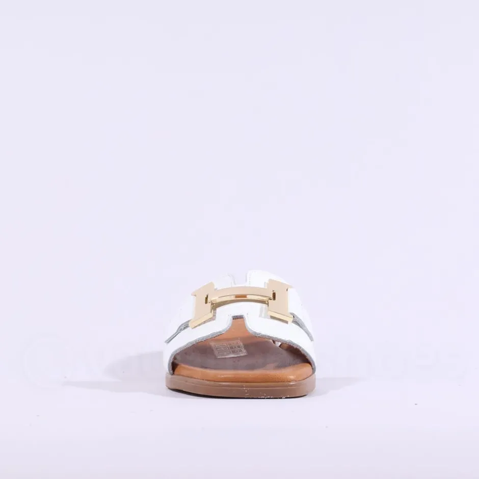 Women Oh My Sandals H Link Mule Slider - White Gold